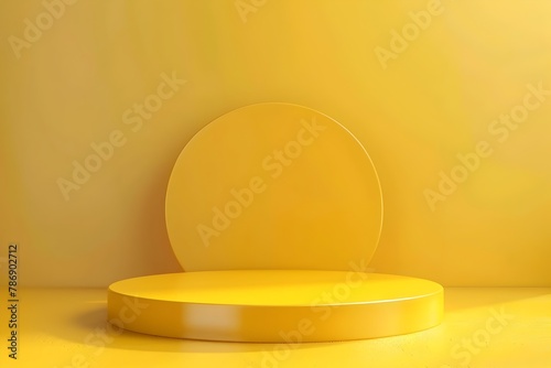 Vibrant Yellow D Podium Platform for Product Presentation and Display on Pastel Color Background