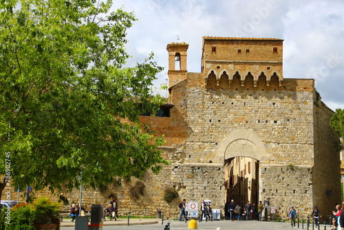 Porta San Giovanni from the old town of San Gimignano, Tuscany, Italy   