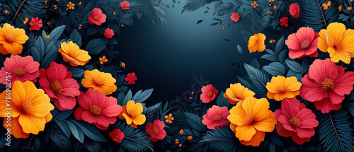 a floral background with orange and yellow flowers
