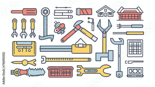 Home repair and renovation thin line icons set vector