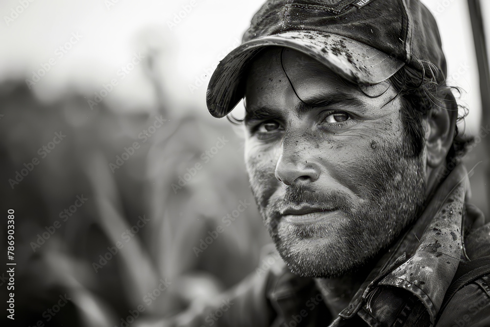 Portrait of a Young Farmer with a Gaze of Resilience. Portrait of a Young Farmer with a Gaze of Resilience.