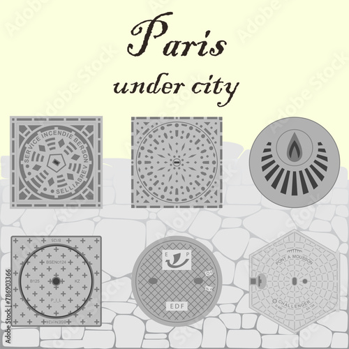 vector collection of Paris sewer manholes