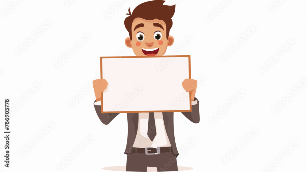Businessman holding a blank board paper Vector illustration