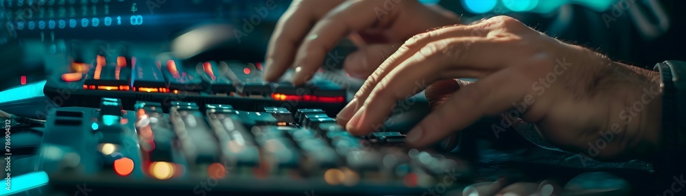 Network Engineer Patching Vulnerabilities in Software with Hands Typing Commands on Screen Network Engineer Patching Vulnerabilities in Software with Hands Typing Commands on Screen