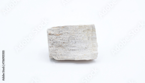 Bilde på lerret Cut out gypsum satin spar mineral rock isolated on white background