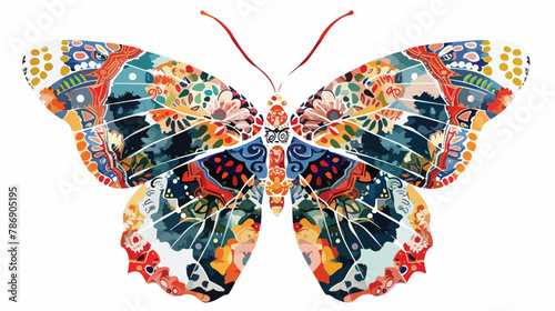 Butterfly vector ornamen full color flat vector isolated photo
