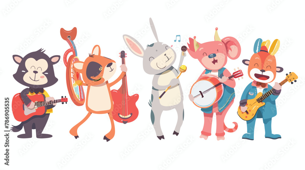 Kids and animals music band singing song playing music