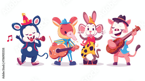 Kids and animals music band singing song playing music