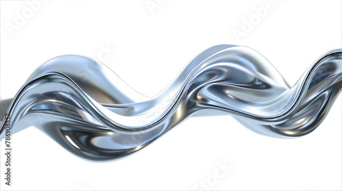 Dynamic metallic waves twist and swirl, forming elegant curves that suggest liquid metal, beautifully isolated against a transparent backdrop