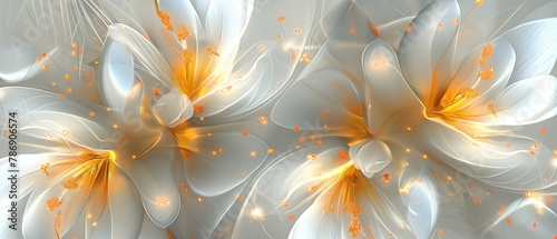 Tender floral white and yellow glowing shimmering background for romantic wedding services or Women's day or flower shop