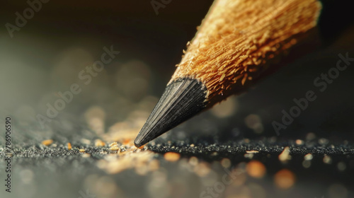 Macro shot of a pencil nib writing on paper photo