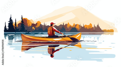 Canoe water sport boating clipart vector illustration