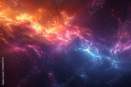 Vibrant digital art representation of a celestial nebula with dynamic red and blue tones