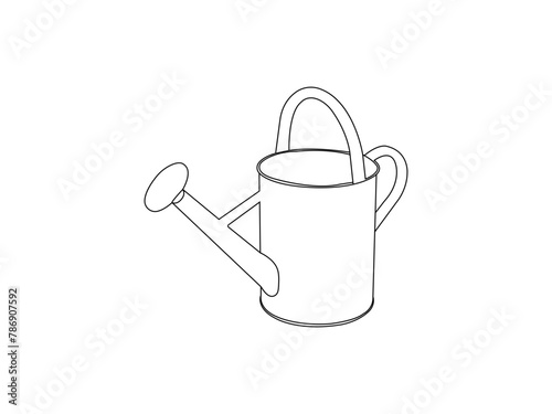 Watering can vector icon. Hand-drawn black vector outline of a watering can for the garden. Vector watering pot icon for web, mobile, and infographics isolated on a white background.