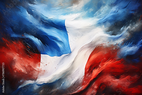 france flag waving, depicting patriotism and national pride Illustration close-up photo