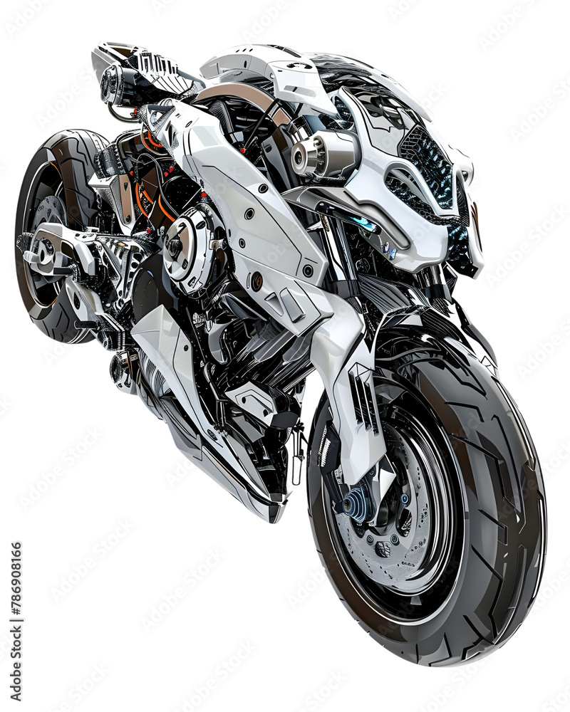modern advanced technology bike with AI weapon technology isolated on transparent background modern advanced technology bike with AI weapon technology isolated on transparent background