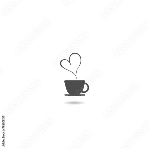 Coffee and heart icon with shadow