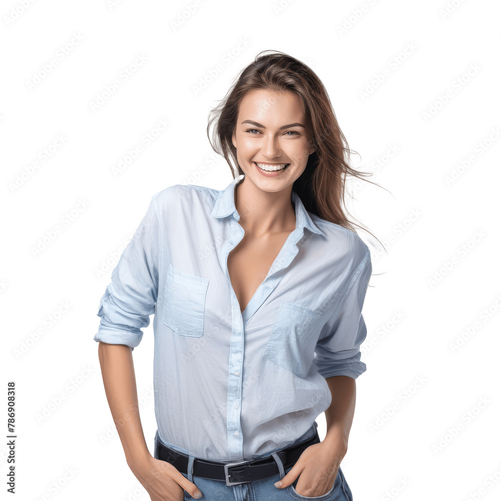 portrait of a happy businesswoman in blue shirt isolated on transparent background portrait of a happy businesswoman in blue shirt isolated on transparent background