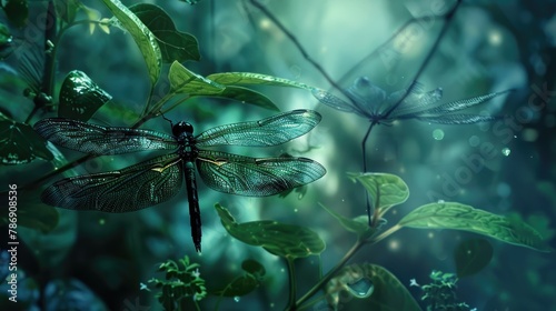 Dark dragonfly rainforest