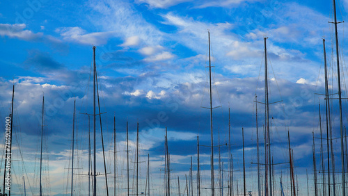 Rushcutters Bay yacht masts against the sky. Sydney Australia.Elizabeth Bay photo