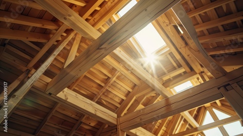 Wooden Framework of New Residential Construction Home Framing