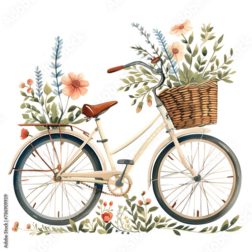 vintage bicycle The basket was filled with wildflowers and plants.png