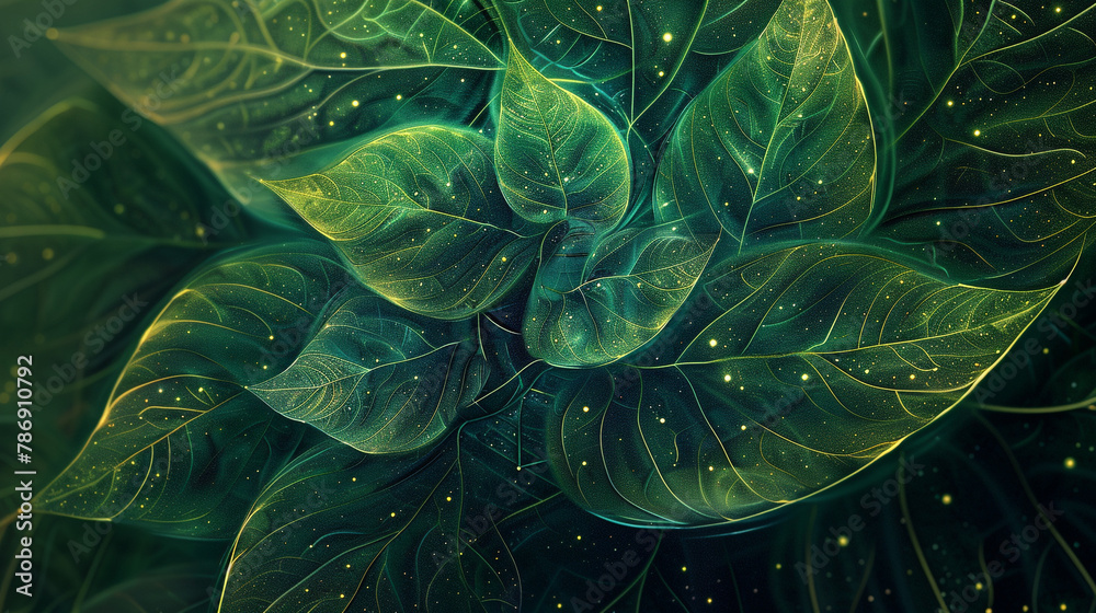 Φωτογραφία Delve into a mesmerizing illustration of a vibrant green leaf, intricately designed with lifelike textures and details through the innovative use of Generative AI technology