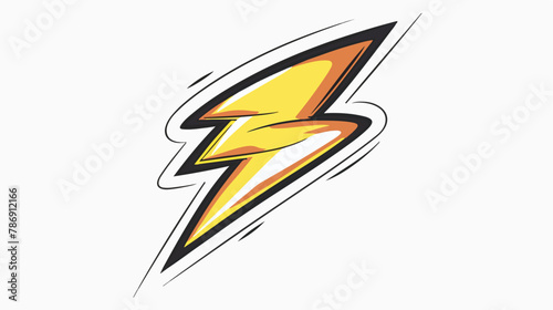 Cartoon doodle lightning bolt flat vector 