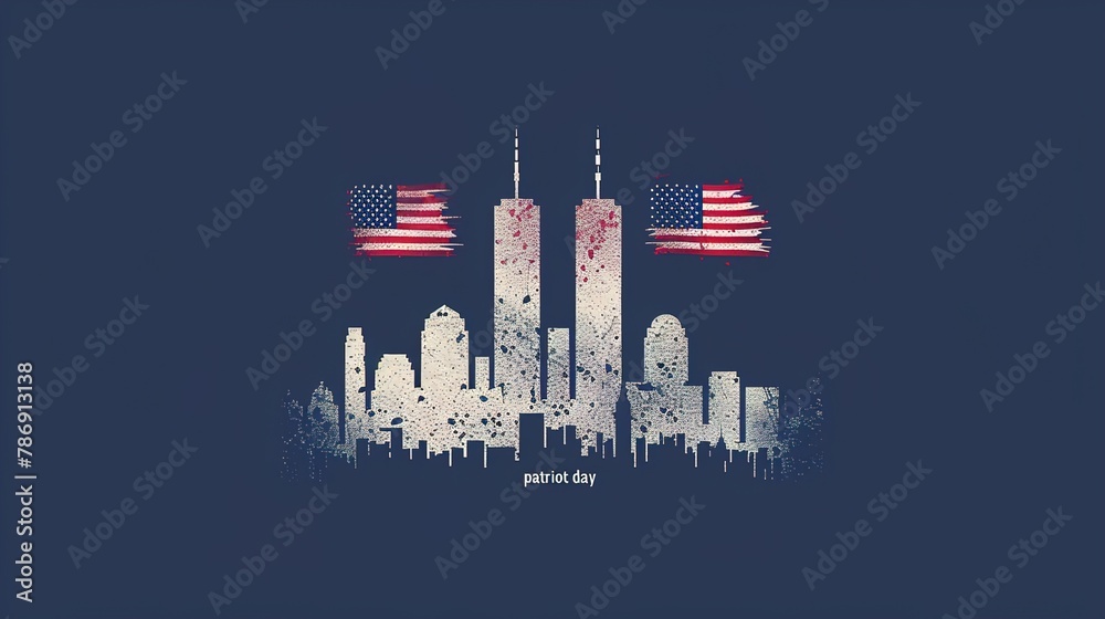 Fototapeta premium 11 September- illustration for Patriot Day USA poster or banner. illustration