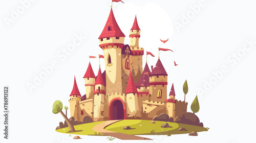 Cartoon illustration of castle vector icon for web de