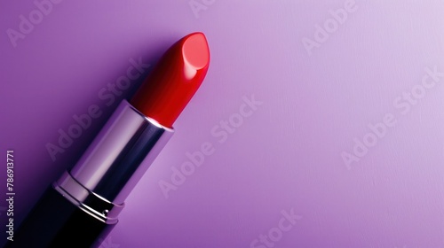 Bright red lipstick on violet background, spring and summer makeup trends, cosmetic beauty and personal care © Anzhela