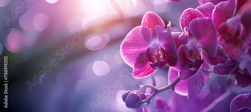 Beautiful purple orchid phalaenopsis background. Generative ai design concept.