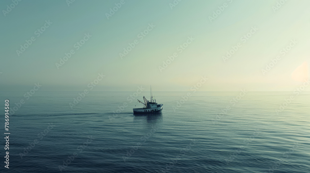 Fototapeta premium Fishing Boats in Misty Morning Light.