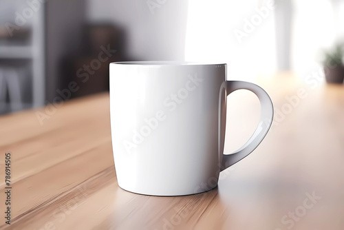 Empty blank white coffee mug mockup. Generative ai design concept art.