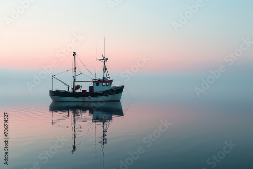 Fishing Boats in Misty Morning Light.