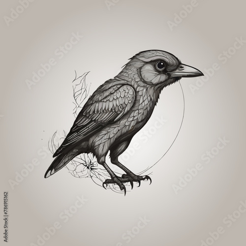 bird on a branch illustration vector