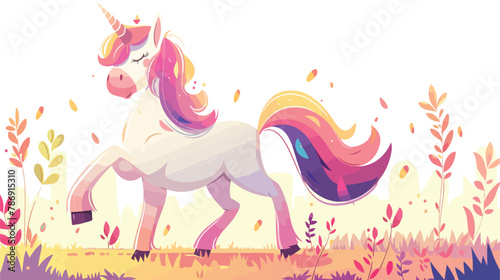 Cartoon Unicorn From the background Vector Illustration fla