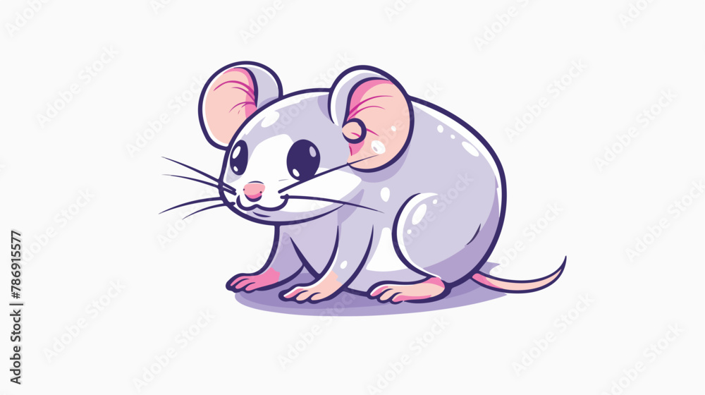 Cartoon vector outline illustration mouse flat vector