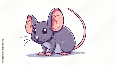 Cartoon vector outline illustration mouse flat vector © Aina