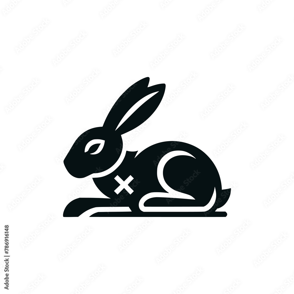 dead rabbit animal logo vector illustration template design