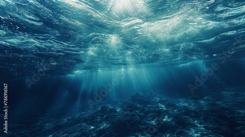 Sunlight Piercing Through Ocean Depth.