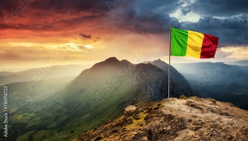 The Flag of Mali On The Mountain.