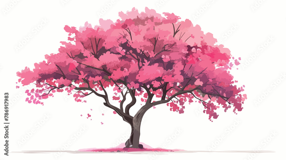 Charming pink tree a heartwarming centerpiece flat vector