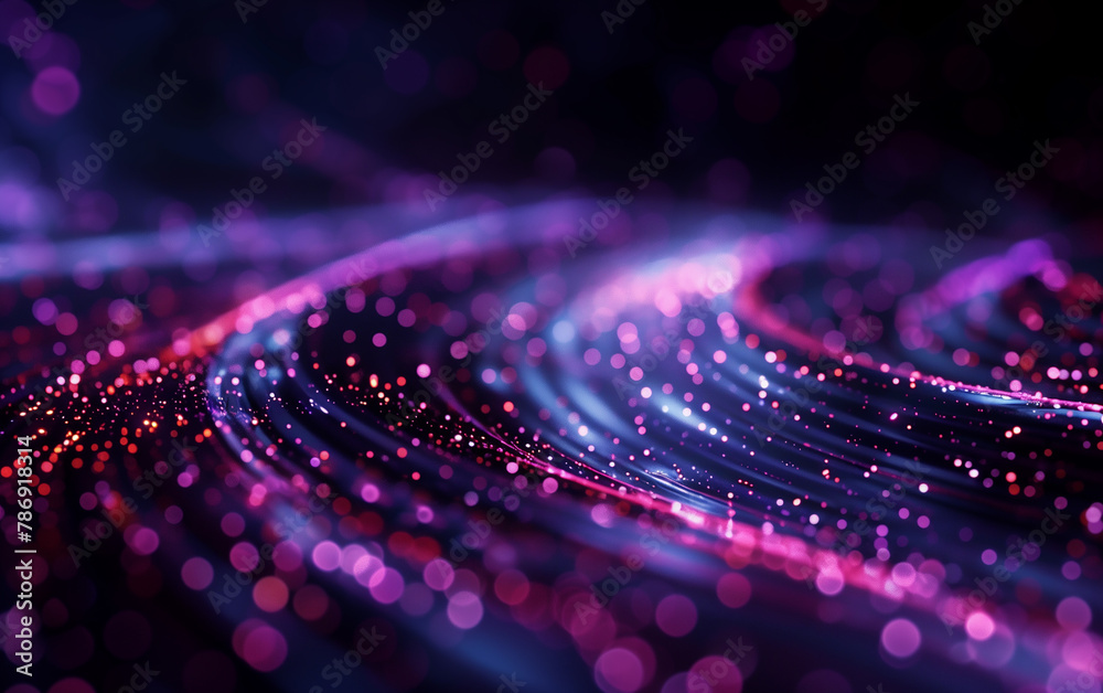 Abstract background with purple and blue technology glowing neon lines and bokeh lights. Abstract background with purple and blue technology glowing neon lines and bokeh lights.