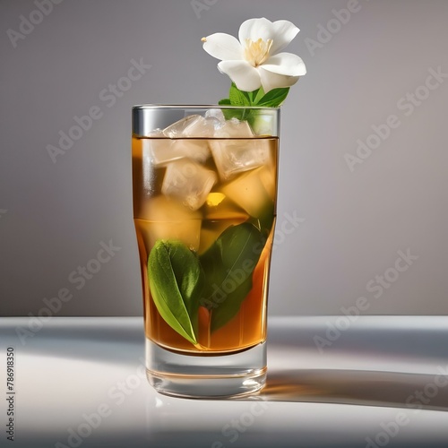 A glass of iced jasmine tea with jasmine flowers2 photo