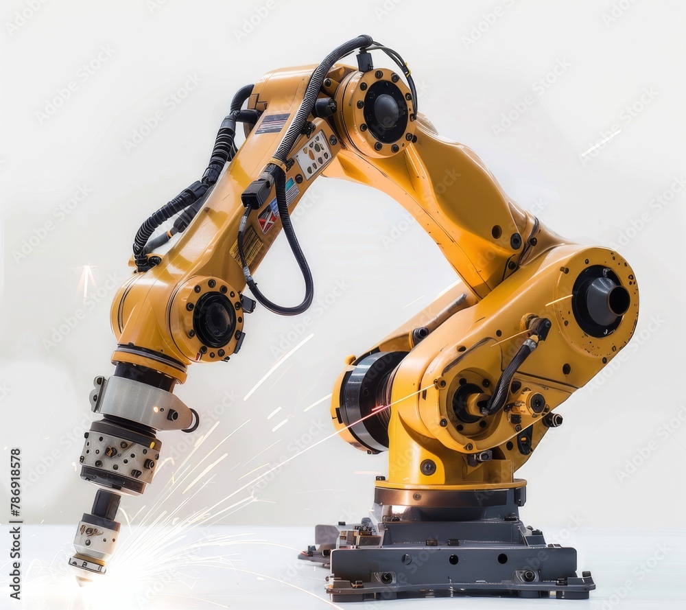 Welding robot hand with isolated white background