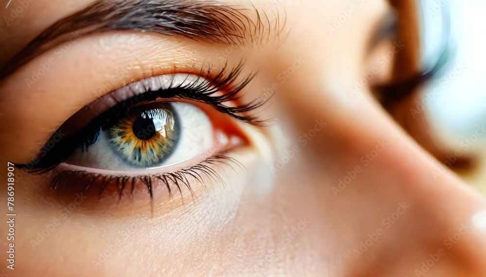 Fototapeta premium Female eye with long eyelashes close-up