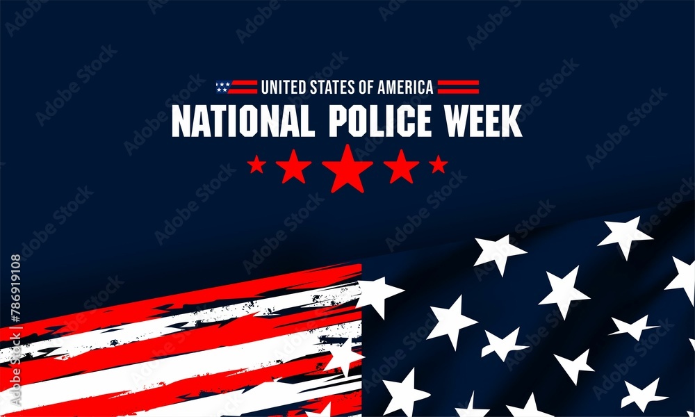 National Police Week. Celebrated in the United States in May. Police Officers Honor and Memorial Day. Poster, card, banner, background design. Vector illustration