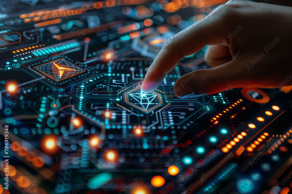 Futuristic Cryptocurrency Interface Touch Interaction. Futuristic Cryptocurrency Interface Touch Interaction.