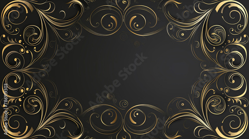 Ornate black and gold swirls lend a hand-drawn, elegant border to upscale invitations.